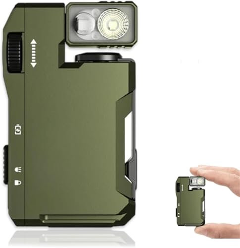 Linterna recargable, 3 modos de 400 lúmenes, linterna EDC de doble luz con RGB, IP68 impermeable, rotación de 180°, llavero magnético portátil para emergencia al aire libre (verde)