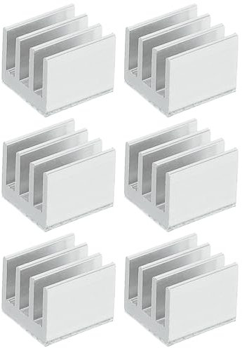 PATIKIL Heatsink 7x7x6mm, 6 Pcs Aluminum Cooler Radiator Heat Sink with Thermal Blue Sticker for Raspberry Pi Chip CPU Power Transistor FET IC Power Amplifier, White