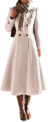 IDEALSANXUN Womens Long Wool Coat Fall Winter Double Breasted Trench Coat Peacoat Jackets