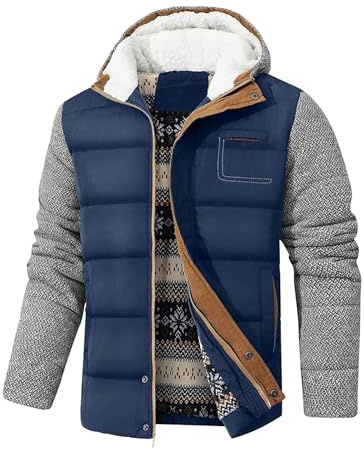 Zaitun Herren Winterjacke Warme Fleecejacke Gefüttert Windbreaker mit Kapuze Winddichte Outdoor Jacken Thermo Puffer Jacke