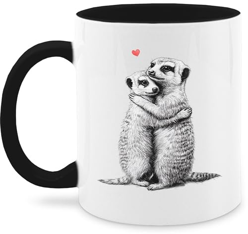 Tasse Tassen 325ml - Ich liebe dich Geschenke Erdmännchen Paar Geschenk Pärchen Geschenke Liebe I Paare Geschenk - 325 ml - Schwarz - mit für herz