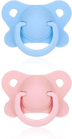 2stk Mode Schnuller Erwachsene Set, Weich Kunststoff Alter Regression Lutscher für Angst Relief & Schlafhilfe Niedliches Design Extra Großer Schnuller für Erwachsene (Blau, Rosa)