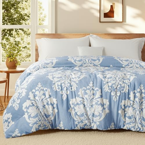 Exclusivo Mezcla Flauschige Bettdecke ohne Bezug, Weiche Kuschelige Warme 3D Boho Bettdecke mit Kissenbezüge, Luxuriöses Reversibles Bettwäsche Set für Winter, 155x220 cm Graublau