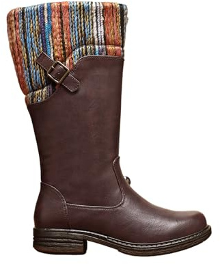 IVACHY Women’s Tall Winter Boots with Knit Cuff – Warm Fur Lined Side Zip Boots, Comfortable Non-Slip Casual Fashion Boots for Cold Weather