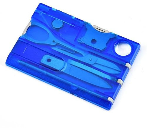 12 in 1 Multitool Card, Blue, Compact Pocket Tool, 8.2cm x 5.5cm – Wallet-Size EDC Gadget with Knife, Scissors, Screwdrivers, Maximiser, Ruler & Torch – Durable ABS & Stainless Steel for Everyday Use