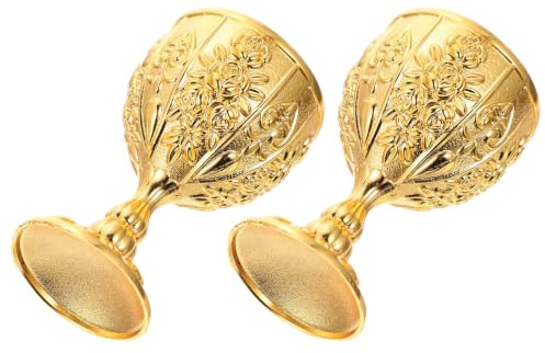MAGICLULU Set 2pezzi Calici da Liquore in Lega Oro Stile Retrò, Facili da Pulire e Resistenti allo Sbiadimento, per Matrimonio e Anniversario
