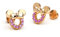 Findout rose gold plated sterling silver Cubic Zircons Amethyst hollow Mickey Mouse earrings .for women girls (f1782)