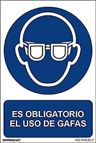 Normaluz RD26602 - Señal Adhesiva Es Obligatorio El Uso de Gafas Adhesivo de Vinilo 10x15 cm