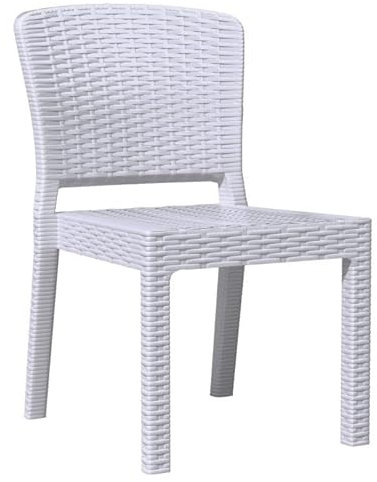 GGMMÖBEL 4er-Set Rio | Bistro Rattanstuhl | Weiß | Kunststoff | Stapelbar | Gastro Rattanstuhl, Outdoor Rattanstuhl, Terrassen Rattanstuhl