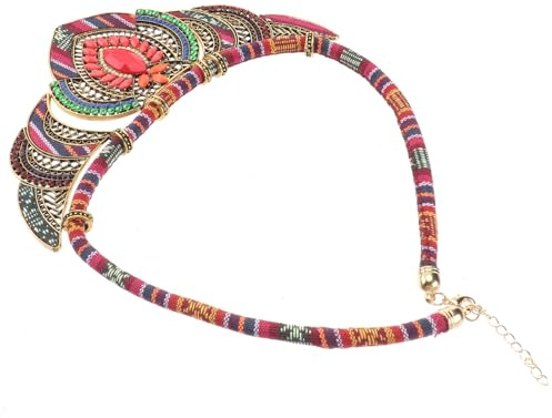 BESTOYARD Collana girocollo bavaglino etnico Collares multicolore fatto a mano perline Gioielli Boho per donne (rosso)