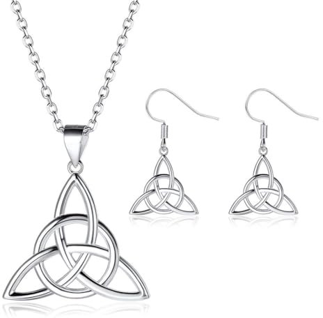 ChicSilver 925 Silberkette mit Keltischer Trinity Knot Set Damen Schmuck Keltischer Knot Ohrringe mit Geschenkebox für Frauen Mädchen
