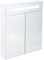 Relaxdays LED Spiegelschrank, 2 Türen, 3 Fächer, Steckdose, LED-Wandschrank, Stahl, H x B x T: 67 x 60 x 12 cm, weiß
