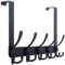 WEBI Over The Door Hook Rack with 5 Tri Hooks for Hanging Coats,Over Door Hanger Coat Rack Over The Door Towel Rack Towel Hanger for Behind Back of Bathroom,Black