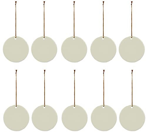 Sublimation Blank Christmas Ornament 3 Inch Round White Ceramic Hanging Baubles Christmas Decorations Disc Circle(50)