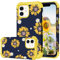 Fingic iPhone 12 Mini Case, Sunflower 3 in 1 Heavy Duty Hybrid Design, Shockproof, Anti-Scratch, Rugged Bumper, Yellow & Navy Blue