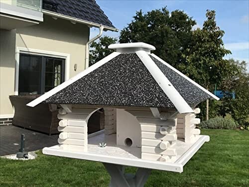 Deko-Shop-Hannusch Vogelhaus, Vogelhäuschen, Futterhaus V 20 Stein Weiss, Vogelhausständer:ohne Vogelhausständer, Solarbeleuchtung:mit Solarbeleuchtung