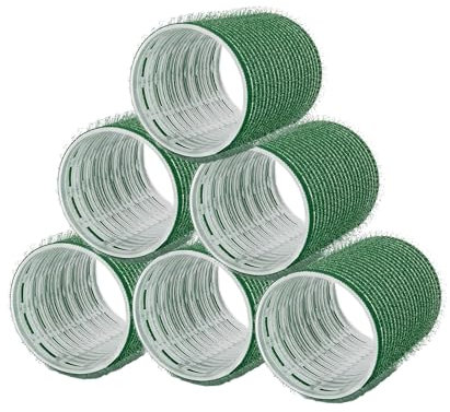 PONIK'S PROFESSIONAL - Haarrollen Lockenwickler, Lockenwickler Selbsthaftend Set, Haar Roller 6 Stück, Haarrollen Locken 48mm, Selbst Griff Locken - grün