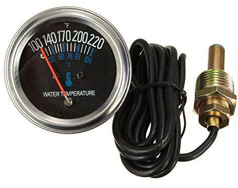 Medidor de temperatura del agua del coche, 12V 52mm 2 inch indicador de Temperatura del Agua del Coche universal con sensor de tubería de conexión Pantalla de temperatura del agua del motor del coche