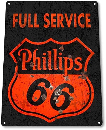 Keviewly 30,5 x 40,6 cm Blechschild Phillips 66 Rustikales Gas Öl Metallschild Dekor Tankstelle A760
