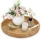 IGNPION Bandeja redonda tejida de ratán de 28 cm, bandeja decorativa de almacenamiento con asa, bandeja organizadora de escritorio para cofre, bebida, desayuno, té, vela