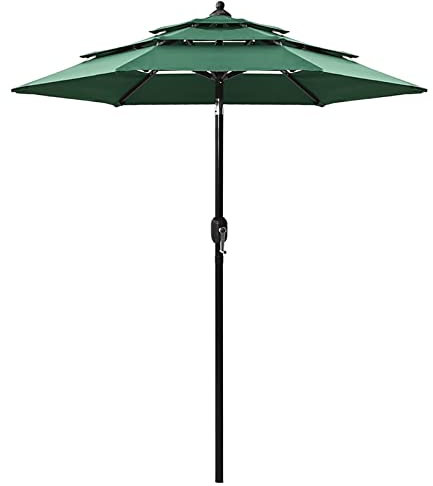 Festnight Parasol déporté inclinable Parasol à 3 Niveaux avec mât en Aluminium Vert 2 m