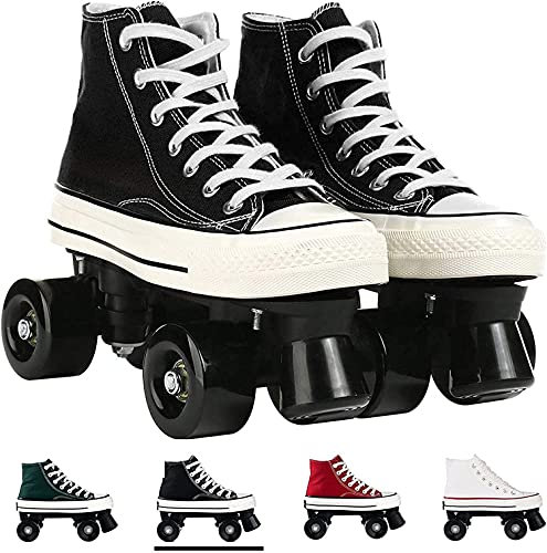 JianJud Rollschuhe Erwachsene Herren Und Damen Vierrad Rollschuhe, Canvas Zweireihige Rollschuhe Räder, Indoor Und Outdoor Zweireihige Skates Für Jugendliche B,42