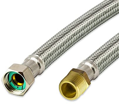 Flexschlauch Edelstahl - Panzerschlauch Anschlussschlauch für Sanitär, Heizung, WC, Solar, Hauswasserwerk - Made in Germany (1/2 AG x 1/2 ÜM - 80 cm, DN13)