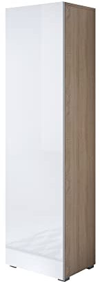 MB Muebles Bonitos, Armoire avec Pieds 2 cm Luke V4 pour Salon ou Salle à Manger Moderne, Meuble Modulaire en Mélamine Mate et Brillante, Couleur Sonoma et Blanc, 40x167x29 cm