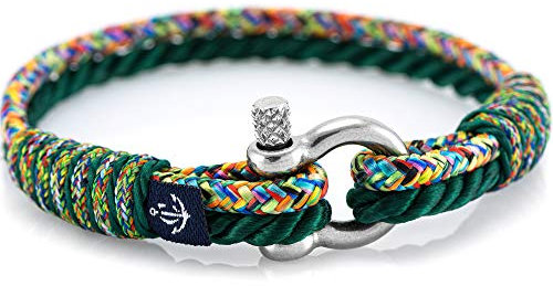 CONSTANTIN NAUTICS Bracciale in corda nautica realizzata a mano, per uomo e donna, con chiusura a moschettone in acciaio inox, 3 mm, CNB #838, 19 cm