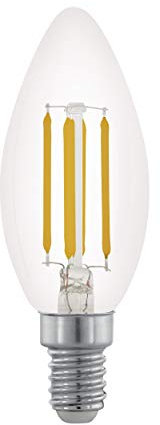 EGLO E27 LED Lampe dimmbar, Glühbirne klassisch in Kerzenform, Leuchtmittel Kerze für Retro Beleuchtung, 4 Watt (entspricht 32 Watt), 350 Lumen, warmweiß, 2700 K, Edison Birne C35, Ø 3,5 cm