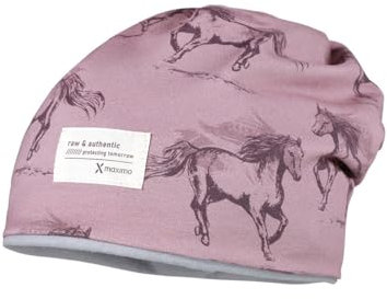 maximo Mini-Beanie bedruckter Jersey Futter Made in Germany 49 Elderberry-schwarz-Pferd
