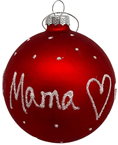 Knüllermarkt 34513 I Glas Christbaumkugel rot Best Mama der Welt I Tannenbaum Christbaum Weihnachtskugel I Deko I Weihnachten I Kugel I Merry ChristmasI Schnee I Geschenke I Gesteck Gestecke
