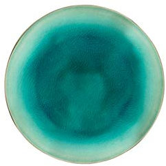 Costa Nova Dessert- und Salatteller Riviera: Flacher Steinzeug-Teller mit Craquelée-Glasur, Spülmaschinen- und Mikrowellenfest, Handveredelt, Stapelbar, Azur-Blau, Ø 21,6 cm