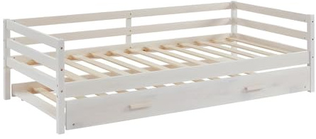 Vente-unique Ausziehbett - 2 x 90 x 190 cm - Kiefer massiv & MDF - Geweißt - Aedan II