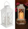 LUMILED Solarlaterne Außen Solar Laternen Draußen LED Glas Laterne Solarleuchte Kerze Flammeneffekte Kerzenlaterne IP44 Vintage Weiß Hängend Dekorative Außenleuchte Gartenlampe 1 Stück