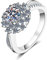 Ringe Damen XL, Ringe Damen Silber 925 4 Zackiger Weißer 0,8 ct Moissanit Ring Größe 56 (17.8)