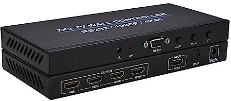 XYKJOBC 4 canaux TV Video Wall Controller, 2x2 Video Wall Controller Processor 2x2 1x3 1x2 1x4 4x1 3x1 2x1 HD DVI VGA USB Video Processor 1080P 60Hz Wall TV Splicing Screen