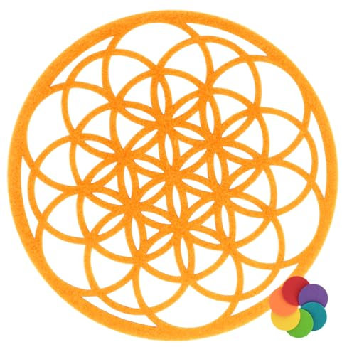 BIASTO · Blume des Lebens aus Filz · Esoterik Dekoration · Spirituelle Geschenke · Lebensblume Untersetzer · Premium QUALITÄT 100% (Sonnengelb, 1)