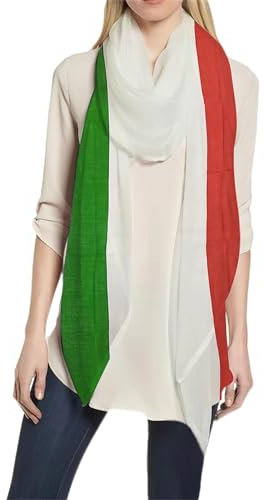 Lina & Lily Damen Schal Tuch mit Flaggen (Italien - grün, weiß, rot)