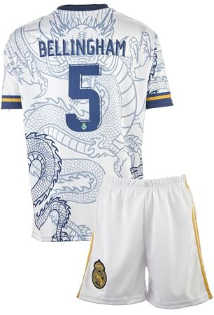 Madrid Jude Bellingham Weiß Drachen Fußball Kinder Trikot,Spezieller Entwurf, Fussball, Limitierte Auflage, Beschränkte Auflage, Kommen Sie mit Shorts (Weiß,Bell,152)