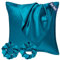Seiwohl Satin Kissenbezug 80x80 2er Set, Weich wie Seidenkissenbezug Silk Pillowcase, Vegane Seide Kopfkissenbezug Kissenhülle Seidenkopfkissen für Haar und Haut mit Haargummis, Blaugrün