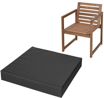 FIVE MOONS 4cm Thick Waterproof Chair Cushion Seat Foam Pad For Kitchen Dining Living Room & Garden Patio Rattan Furniture Removable Zipped Cover (Black, 18 x 20 (45 x 50 cm))
