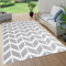 Homgoday Outdoor-Teppich PP 120 x 180 cm, Wohnzimmerteppich, Schlafzimmerteppich, waschbar, für Esszimmer, Weiß und Grau