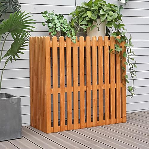 LLZJDDPLY Klimaanlagen Abdeckung, Wärmepumpen Abdeckung, Außen Klimaanlagen Abdeckung, Großes Massivholz Klimaanlagen Rahmen, Schutzgitter(Yellow)