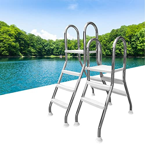Scala per piscina fuori terra in acciaio inox 304 con gradini, antiscivolo, per interni ed esterni, gradini per piscina a doppio lato con pedali