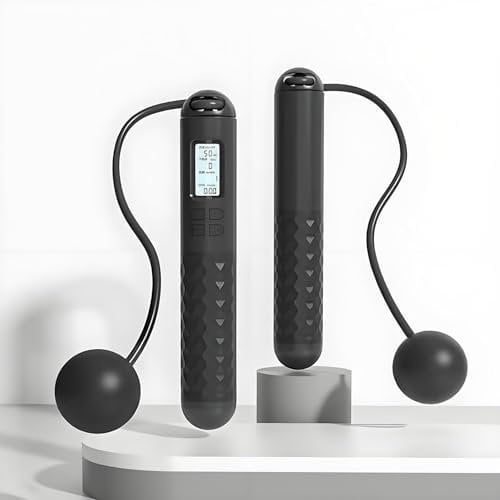 Ropeless Skipping Rope, Cordless Skipping Rope with Counter, Wireless Skipping Ropes for Adults, Portable Digital Weighted Skipping Rope for Home Workout Equipment
