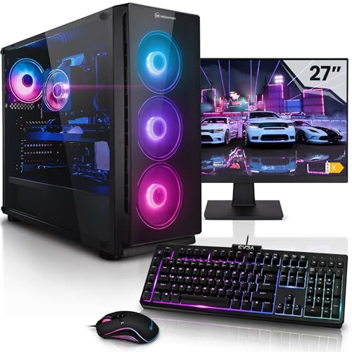 Megaport Komplett Set Gaming PC AMD Ryzen 7 5700G • Windows 11 • AMD Radeon Vega 8 • 27 Monitor • 1000GB M.2 SSD • 32GB DDR4 • WLAN • Tastatur • Maus pc Gaming komplettpaket
