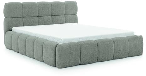 FURNISTAR Polsterbett Sofia 200x200 mit Bettkasten, Doppelbett mit Stauraum und Lattenrost, Boxspringbett-Optik, ohne Matratze, Bett - Grau