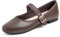 Feversole Women's Soft Breathable Mary Jane Memory Foam Cushioned Comfort Round Toe Metal Buckle Flats Walking Shoes Browm Napa Size UK 6