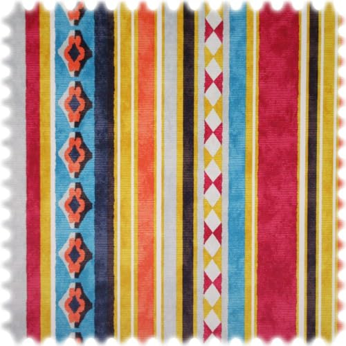 Heiro Samt Velours Möbelstoff mit Fleckschutz (Kelim Stripe)